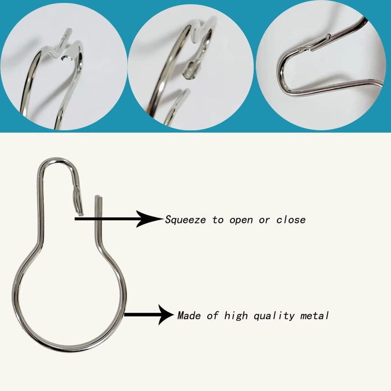 HLCM Shower Curtain Rings Hooks, Rust-Resistant Metal Shower Curtain Hooks, Stainless Steel Shower Curtain Rings for Bathroom Shower Curtain Rod (100PCS) - Image 3